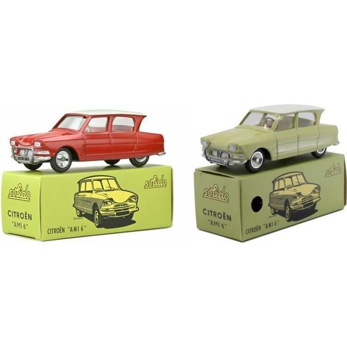 Véhicule miniature - Lot de 2 voitures miniatures de collection 1:43  Solido, reproduction CITROEN AMI 6 - 1141+1142