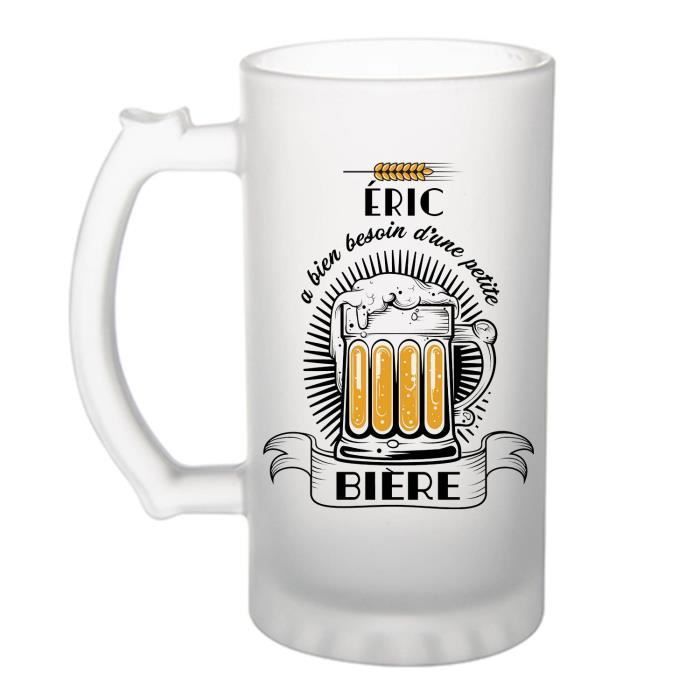 Chope à Bière Personnalisée Viking - Verre Givré 50 Cl Avec Prénom - Cadeau Motard, Anniversaire, Noël