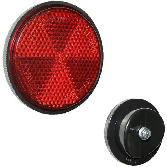 1x REFLECTEUR Arriere Rond 60MM Garde Boue Rouge Velo CATADIOPTRE VTT