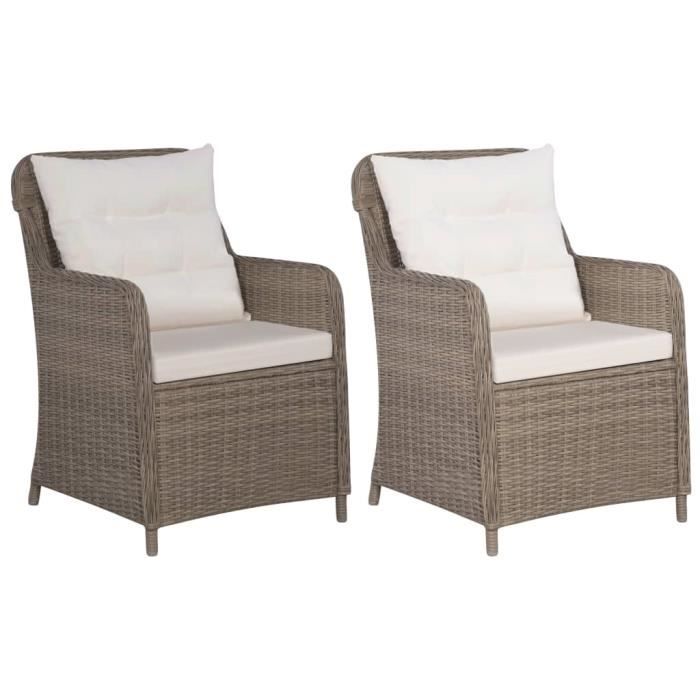 Lot de 2 Chaise de jardin avec coussins Fauteuil de Jardin