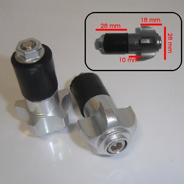 2 Embouts De Guidon Métal Universels 17mm - Chrome, Pour Moto, Scooter, Quad