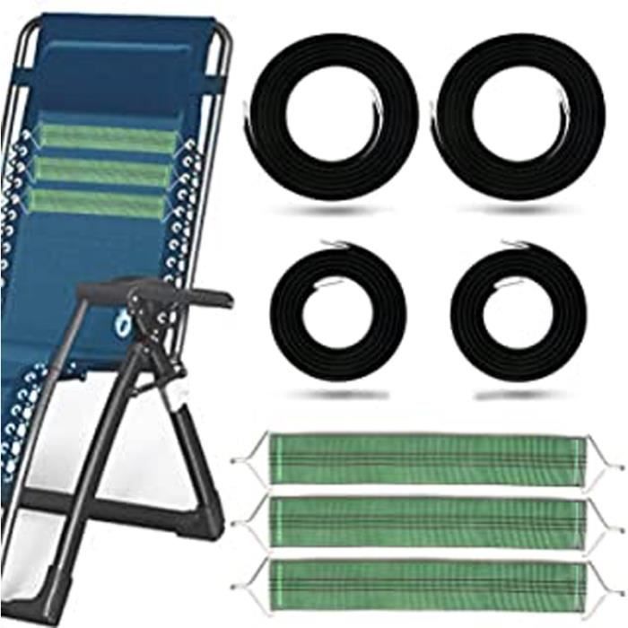 Kit De 4 Cordes élastiques De Remplacement Pour Transat – 2 Longues Et 2 Courtes, Universelles, Pour Chaises Longues, Lafuma, Etc.