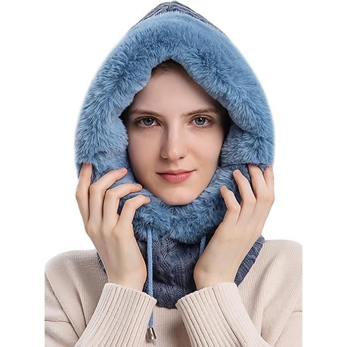 Bonnet Femme Fourrure Rayson Chapeau Femme Hiver Chic Et Chaud Couvrant Les Oreilles Retrousser Bord Doublé Polaire Bonnet Chapeau Femme Grand Décontracté, Kaki, Taille Unique Bonnet Fausse Fourrure