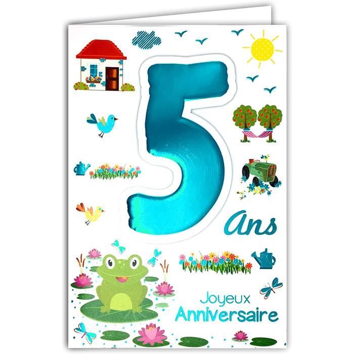 6905 Carte Joyeux Anniversaire 5 Ans Enfant Garcon Fille Motif Grenouille Nenuphar Ferme Tracteur Campagne 630 Cdiscount Beaux Arts Et Loisirs Creatifs