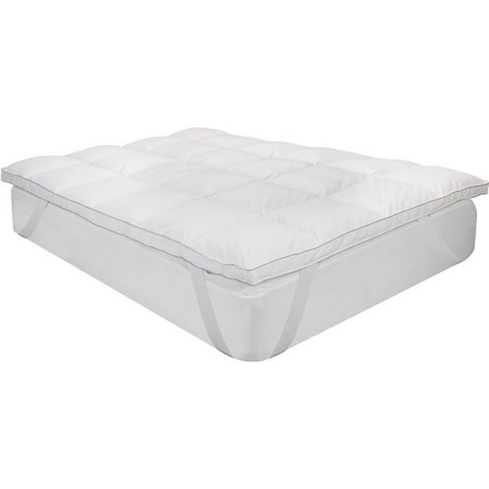 Surmatelas - CLASSIC BLANC - Classic Blanc - Confort Plus 9 cm plumes - 90x200 cm - 100% coton Downproof