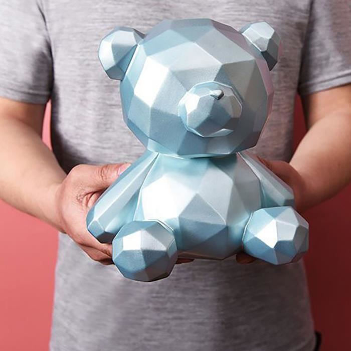 Coffre épargne Décoration Tirelire Ours En Plastique Transparent - 21x17,5cm - Éducative Enfants - Cadeau Anniversaire Tirelire Enfants épargne