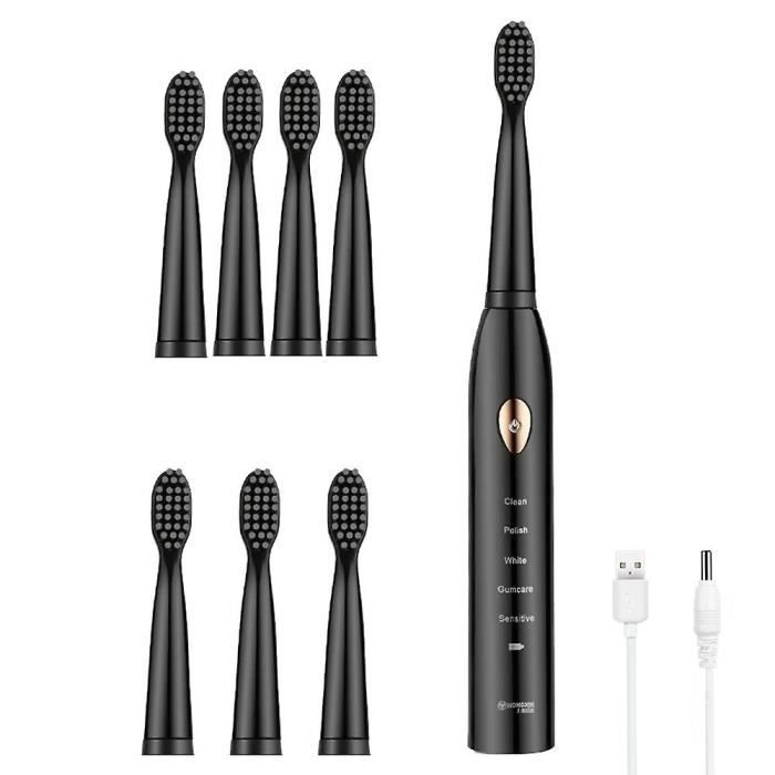 Brosse à Dents électrique Rechargeable Sans Fil - 4 Modes, 8 Têtes De Rechange, 42000 Vibrations/min, Batterie 1200mAh
