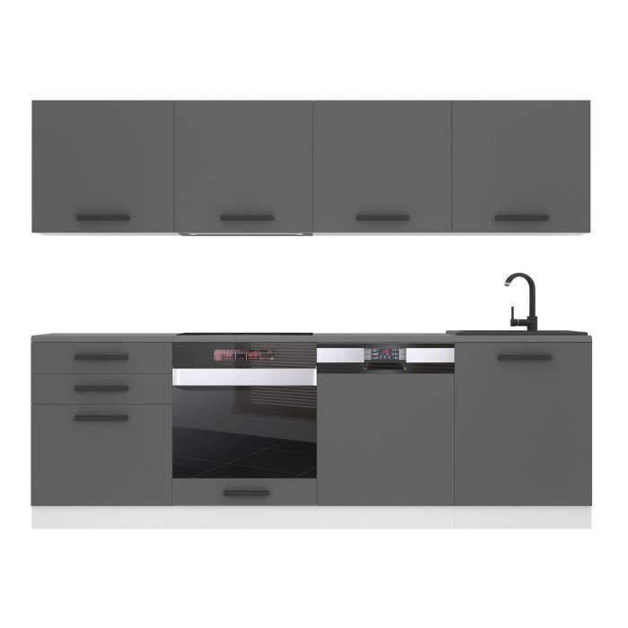 Cuisine Complète - B BELINI GROUP - ALICE - 240 cm - Argent Mat - Design Contemporain
