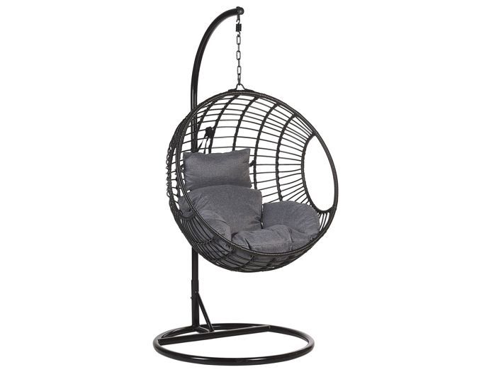 Beliani - Fauteuil suspendu en rotin noir avec support ASPIO