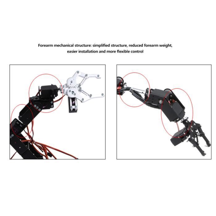Kit Bras Mécanique 6DOF Mavaol - 6 Servomoteurs, Structure Aluminium, Pince, Pour Projets éducatifs Et DIY