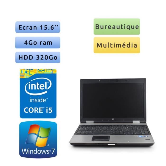 HP EliteBook 8540p - Windows 7 - i5 4Go 320Go - 15.6 - Grade B - Ordinateur Portable PC