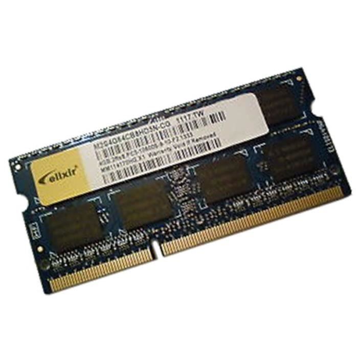 4Go RAM PC Portable SODIMM Elixir M2S4G64CB8HD5N CG DDR3 PC3 10600S 1333MHz CL9 Cdiscount Informatique