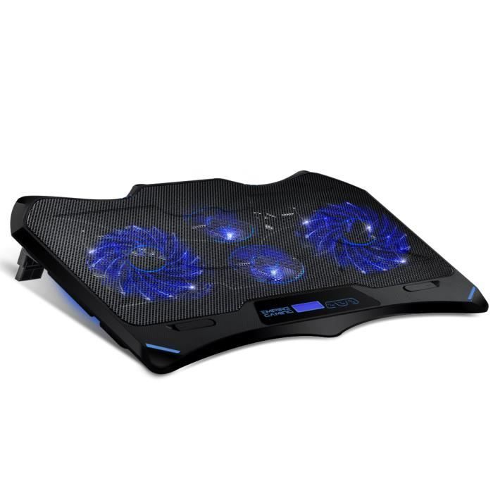 refroidisseur pour ordinateur portable et console de jeux de 10/” /à 17/” Ventilateur PC portable refroidisseur pc 2 ports USB Bleu design ergonomique 2 ventilateurs ultra silencieux avec /éclairage LED