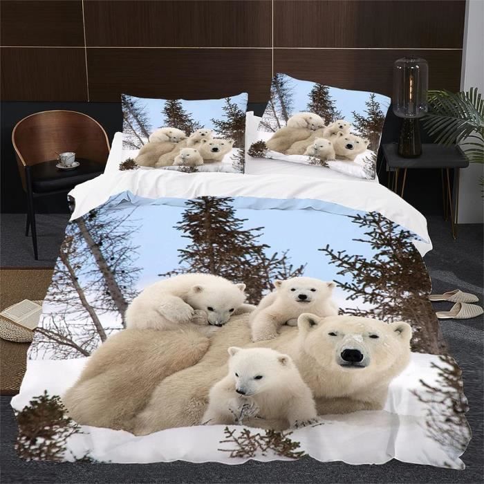 Housse De Couette 240x260 Cm Animaux De La Ferme 3D - Parure De Lit 3 Pièces Microfibre Enfants