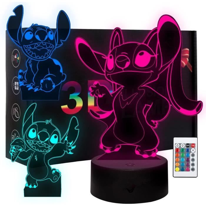 Dagydali 2-en-1 Lampe Stitch - Stitch Veilleuse 3D LED pour Enfants, USB Smart Remote Control Stich Lampe Chevet 16 Couleurs NoëL Stich Cadeau Chambre D'Enfant DéCoration Cadeau De Vacances Dagydali 2-en-1 Lampe Stitch - Stitch Veilleuse 3D LED pour Enfants, USB Smart Remote Control Stich Lampe Chevet 16 Couleurs NoëL Stich Cadeau Chambre D'Enfant DéCoration Cadeau De Vacances
