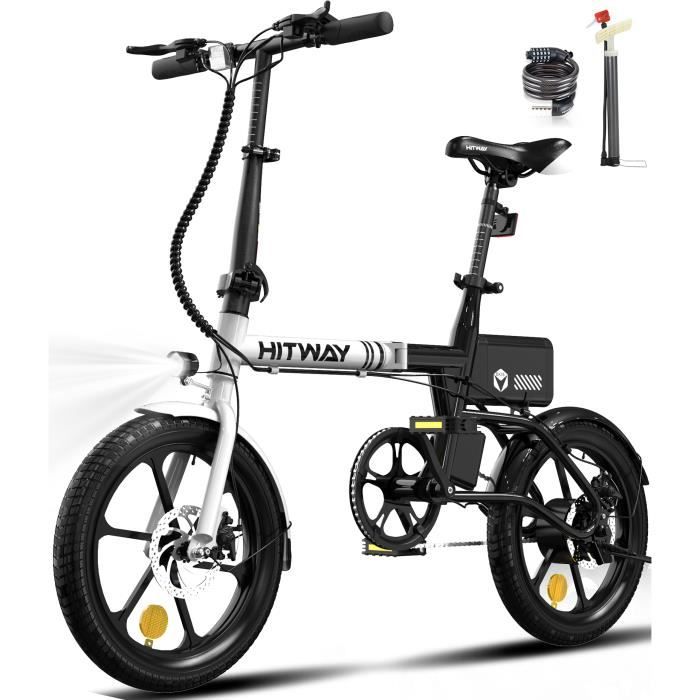 HITWAY Vélo électrique Pliable 16”E-Bike Moteur 250W avec Batterie Amovible 36V 6,0Ah, Autonomie Max 25-60KM