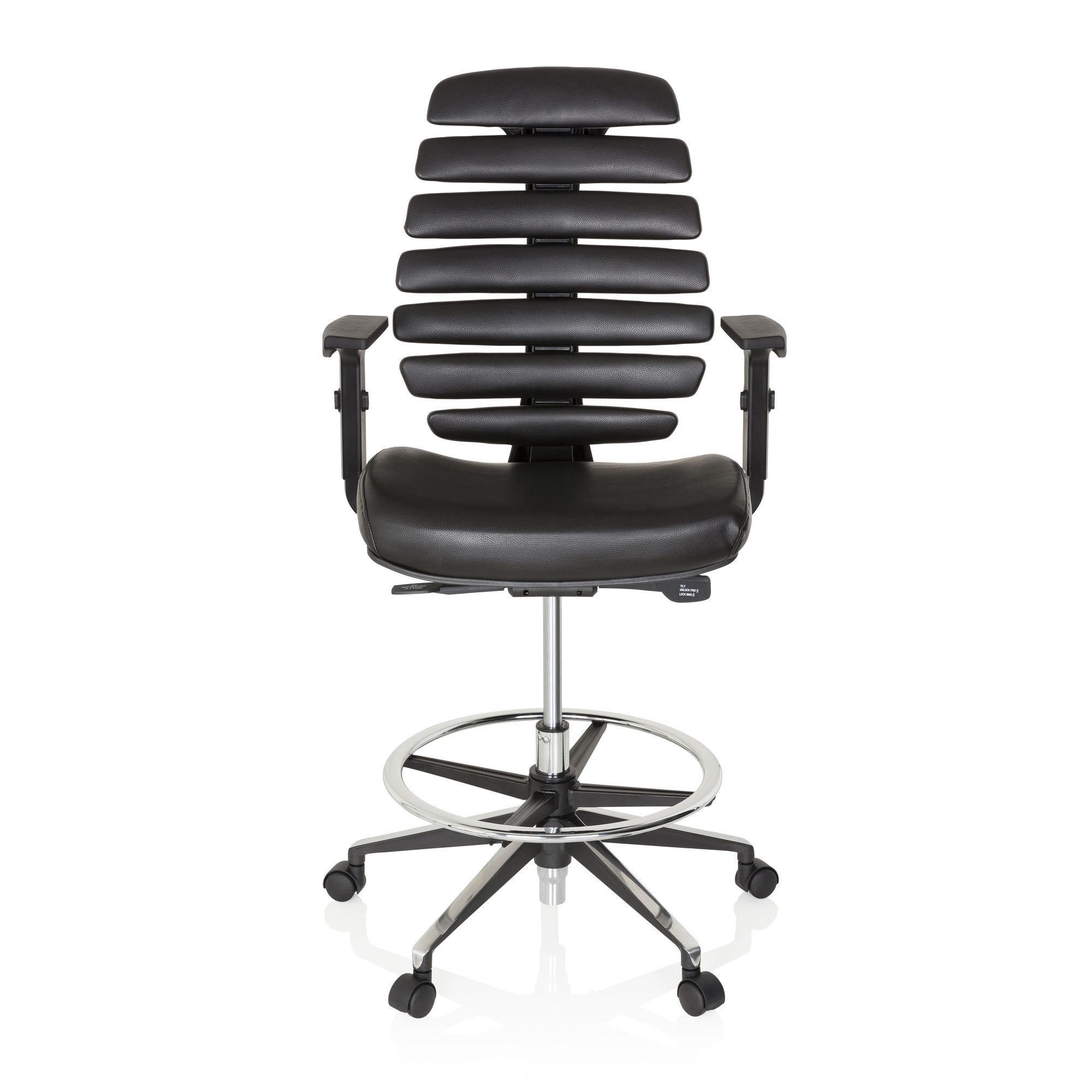 chaise bureau / siège pivotant ergo line ii work simili cuir noir hjh office