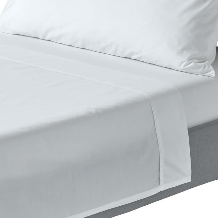 Drap plat - 100% Coton Égyptien - 270 x 300 cm - Blanc - 200 Fils - Uni Drap plat - 100% Coton Égyptien - 270 x 300 cm - Blanc - 200 Fils - Uni