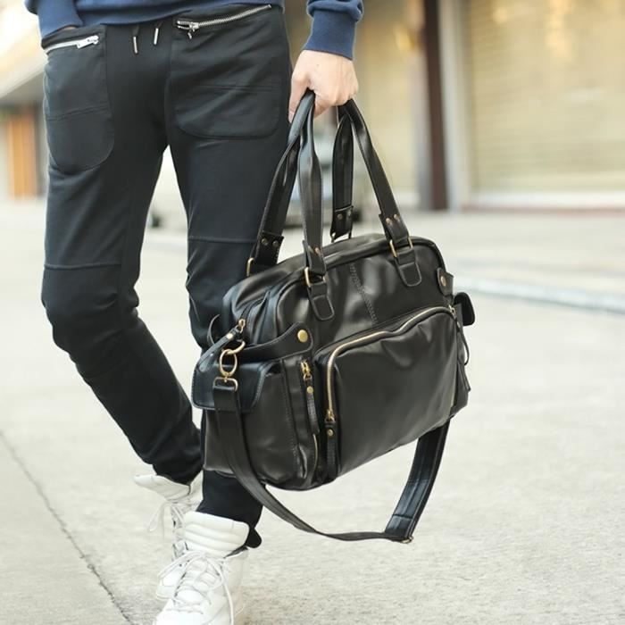 Sac à main pour homme Sac bandoulière épaule besace - Noir