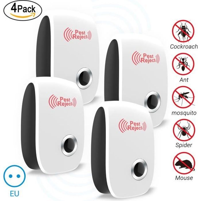 R/épulsif /à Ultrasons R/épulsif /Électronique Anti Rats Souris Moustiques Coquerelle Mouches Cafards Fourmis Araign/ées 4 Pcs R/épulsif Ultrason Anti Rongeurs Insectes