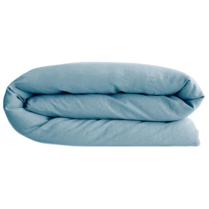 Housse de couette - LINNEA - SONATE - 200x200 cm - Lin lavé - Bleu - Topaze