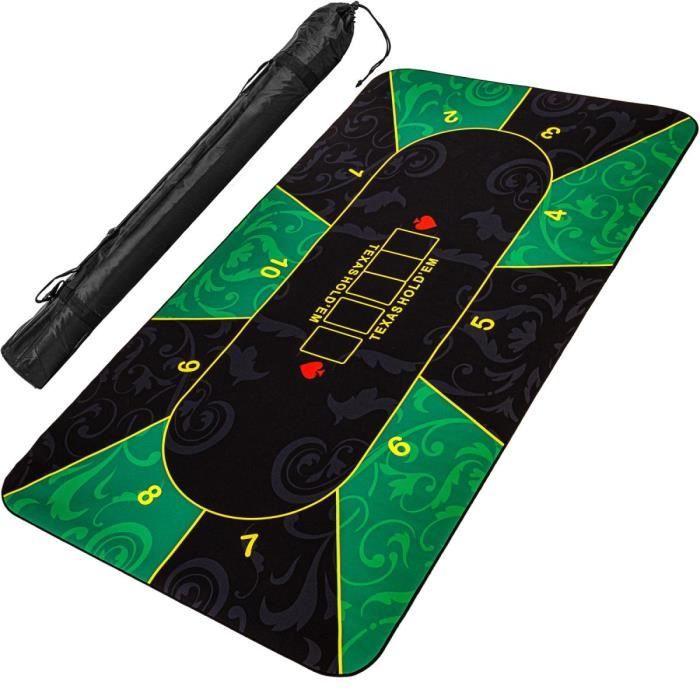 Tapis de Poker XXL, max. 10 joueurs, dimensions 200x90 cm, couleur