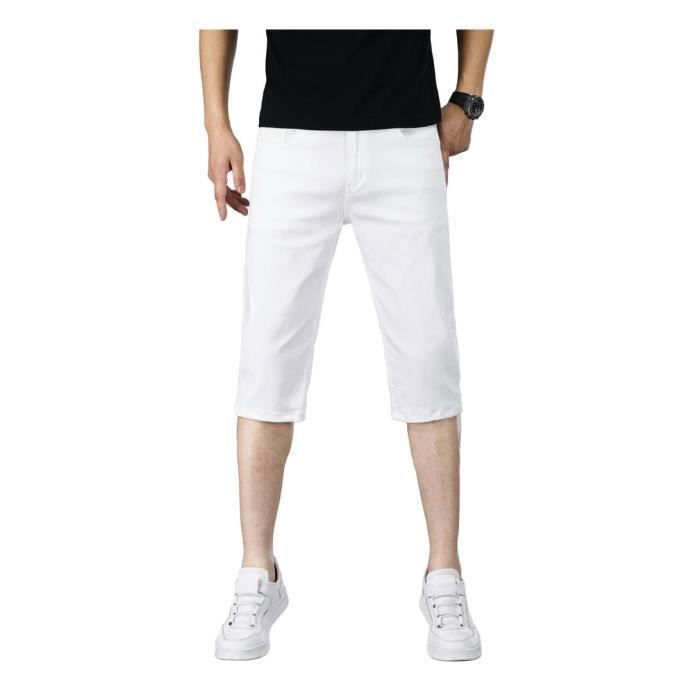 StrongAnt® Pantalon Court De Travail Pour Peintre - Shorts Homme Pantacourt Multi-Poches Robuste, Confortable Et Pratique - Made In EU - Blanc