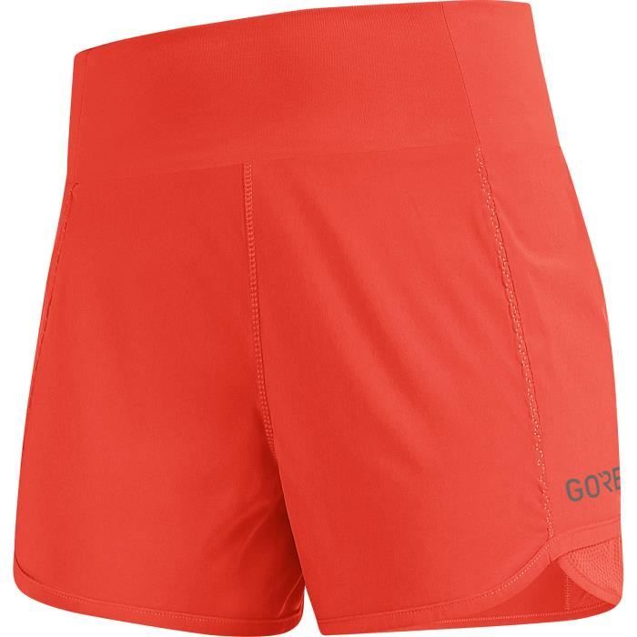 short de running femme gore light - orange - taille 34 avec ventilations en mesh et ceinture large