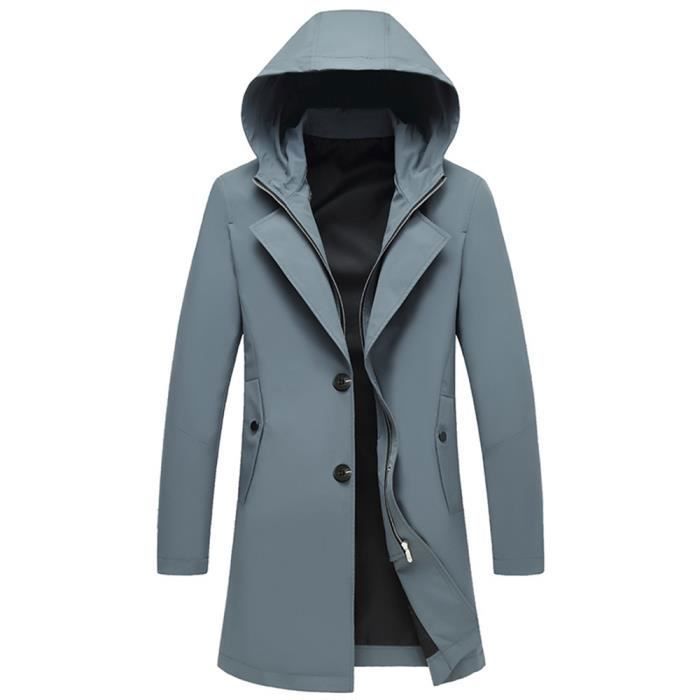 trench coat homme à capuche mi-longue légère business slim fit mi saison