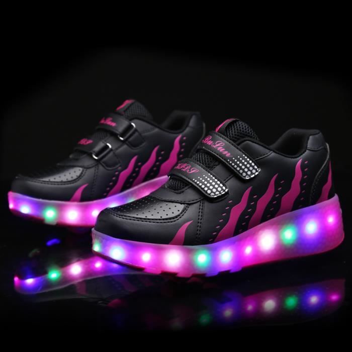 Chaussures à Roulettes Rétractables 2-en-1 Enfants - Sneakers Skateboard Multisports Garçons Filles - Cadeau Idéal