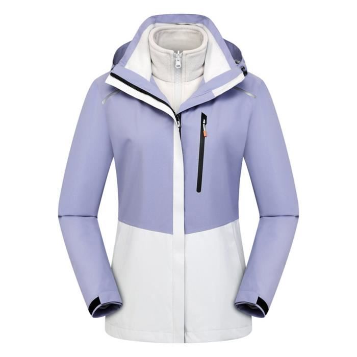 Blouson de Ski Femme 3 en 1 Imperméable A Capuche Violet - Cdiscount Sport