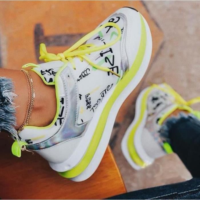 baskets jaune fluo