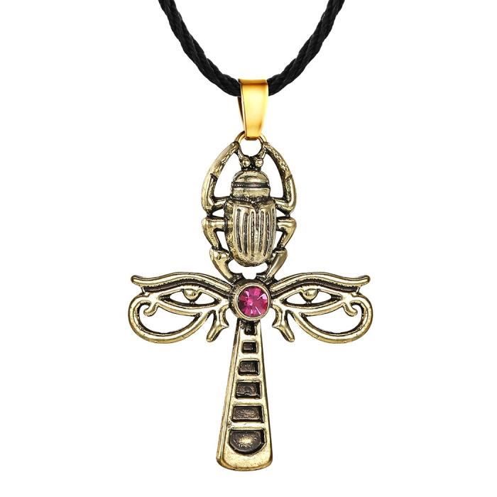 Porte-Clés Keyring Ankh Anch Croix Key Acier Pendentif Strass