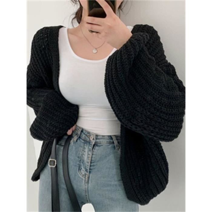 Cardigan Femme à Boutons - Col Rond, Manches Longues - Tissu Doux Et Chaud - Taille S à XXL