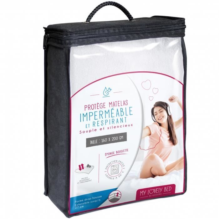 Protège-matelas Imperméable Et Respirant 160x200 Cm - Coton Doux, Hypoallergénique, Certificat Oeko-Tex® - Coin élastique Pour Matelas Jusqu'à 30 Cm