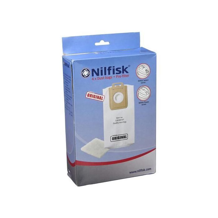 Lot de 4 sacs de remplacement pour aspirateur Nilfisk Select avec pré-filtre Power