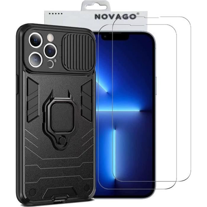 Filtre Anti Lumière écran NOVAGO Compatible Avec IPhone 13 Et IPhone 13 Pro Et Iphone 14 (6.1'') - Lot De 2 Films Vitre Protection écran En Verre Trempé Résistant Avec Filtre Anti