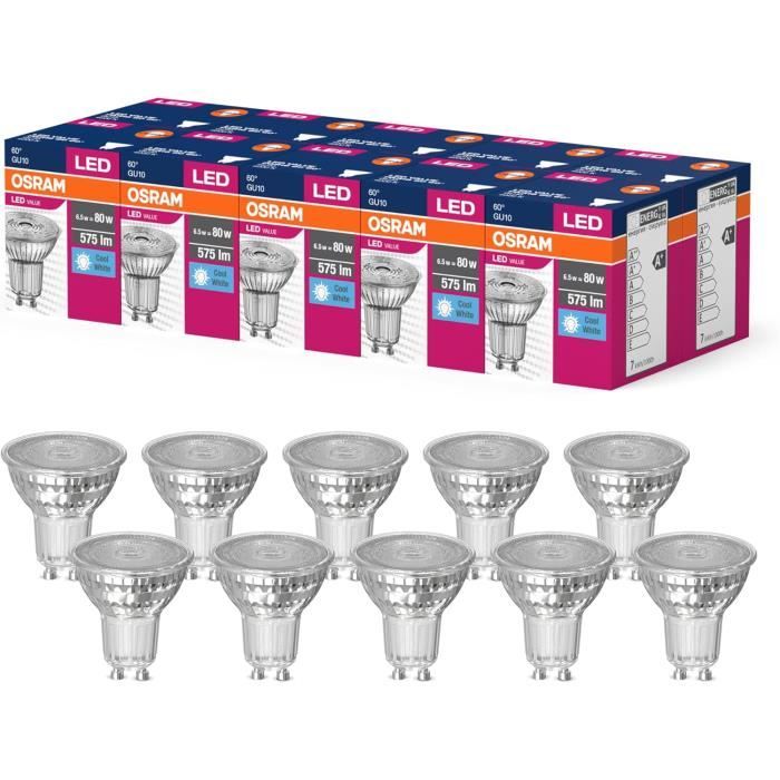 Lampe LED - OSRAM - PAR16 - GU10 - 10W - Blanc froid - 30000 heures Lampe LED - OSRAM - PAR16 - GU10 - 10W - Blanc froid - 30000 heures