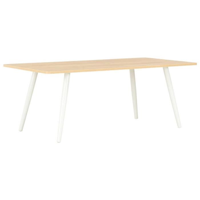 Table basse design scandinave salon contemporain Blanc et chêne ...