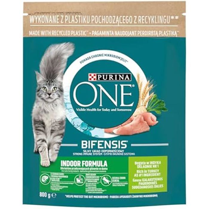 Comparer les prix de Croquettes pour chats non sortants dinde et grains entiers PURINA ONE INDOOR 800g