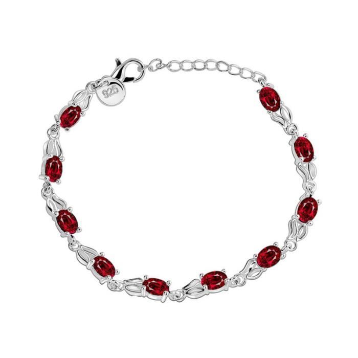 1 Pc Bracelet De Mode Argent Plaqué Cuivre Strass Rubis Chaîne Bijoux Pour Filles Femmes Dame Bracelet Gourmette Jonc Achat Vente Bracelet Gourmette 1 Pc Bracelet De
