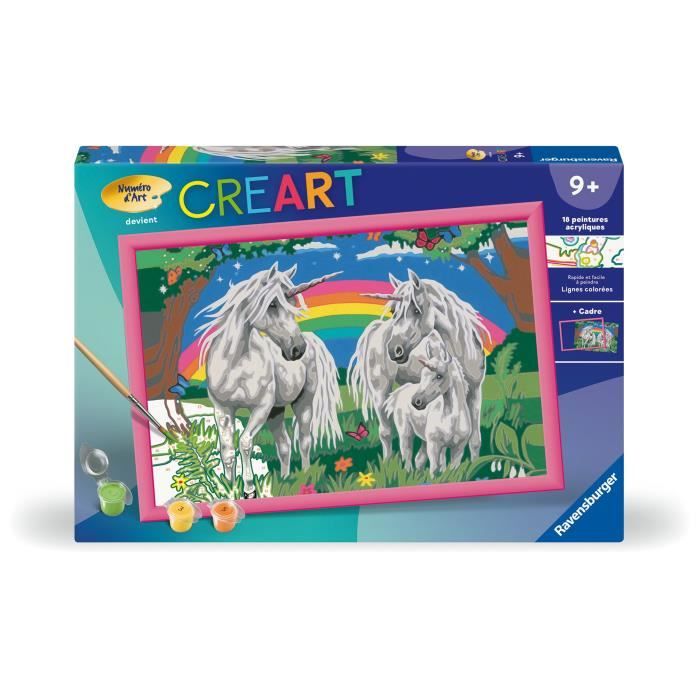 CreArt Kids 31x21cm Au pays des licornes Kit de peinture par numéros Numéro dArt Dès 9 ans 25849 Ravensburger