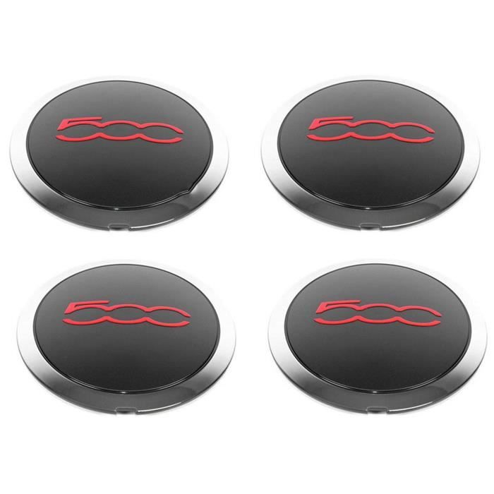 4 Enjoliveurs Centre Roue 50mm Pour Abarth/Fiat - Noir Et Blanc - Occasion En Bon état