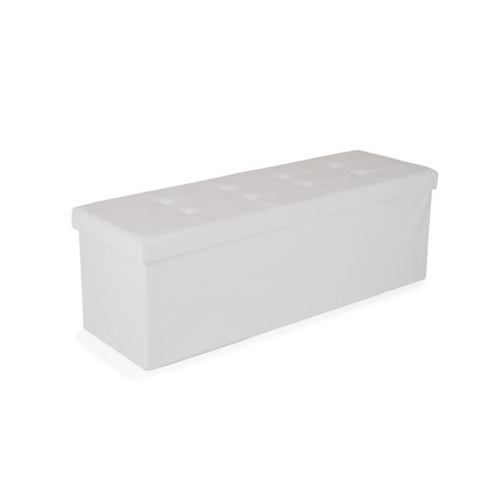 pouf pliant avec couvercle so living - blanc - 114 x 38 x 38 cm - style contemporain