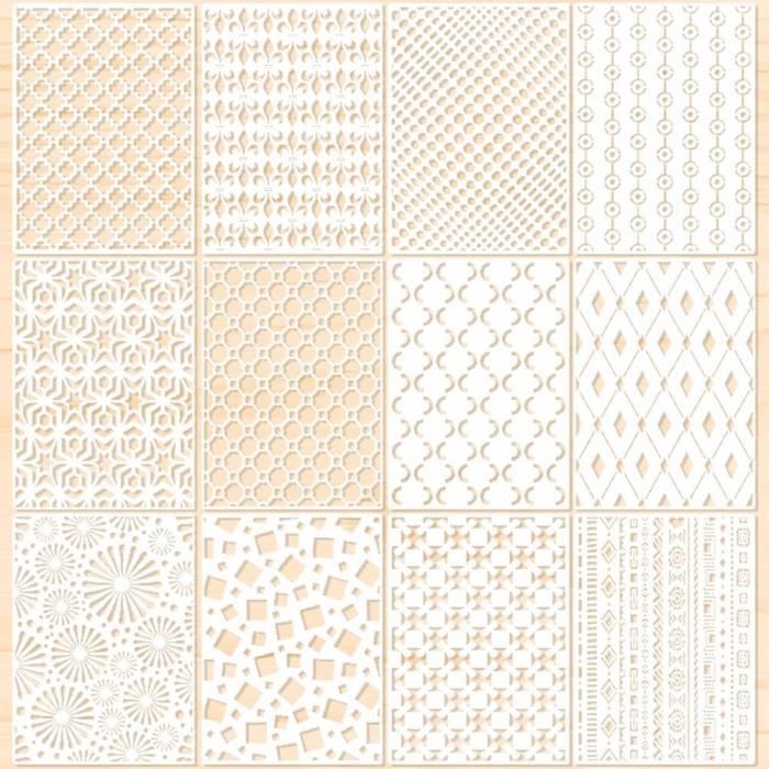 12 Pochoirs De Noël Réutilisables – Motifs Père Noël, Sapin, Flocons – 15x15cm – Pour Déco Fenêtre, Scrapbooking, Cartes