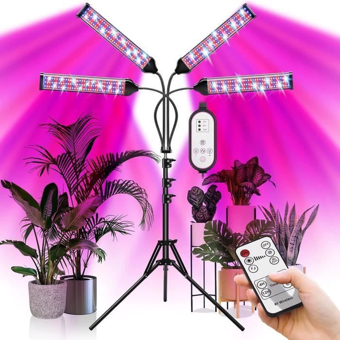 KENLUMO Lampe de Plante,Lampe Pour Plante 4 Têtes ,80 LEDs Lampe de  Croissance à 360° Éclairage Horticole - Cdiscount Jardin