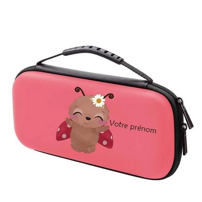 Etui pochette Switch lite corail Verre coccinelle lady bug