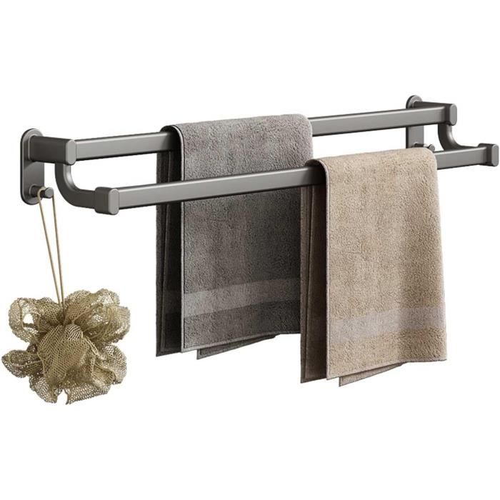 Porte-Serviettes En Bambou Adhésif - Montage Sans Perçage - Design Naturel Pour Salle De Bain