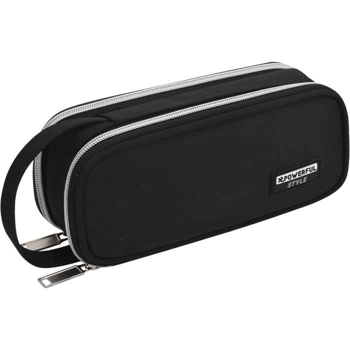 Trousse Scolaire Camouflage Garçon - Grande Capacité 3 Compartiments | Trousse Pencil Case Ado Noire Style Militaire Cool