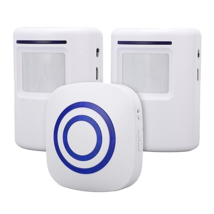 VBESTLIFE Alarme de moniteur sans fil Alerte de détecteur de mouvement d'alarme de sonnette sans fil avec 2 capteurs et 1